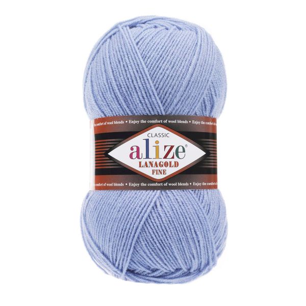 Пряжа Alize (Ализе) Lana Gold Fine / уп.5 мот. по 100 г, 390м, 040 голубой A