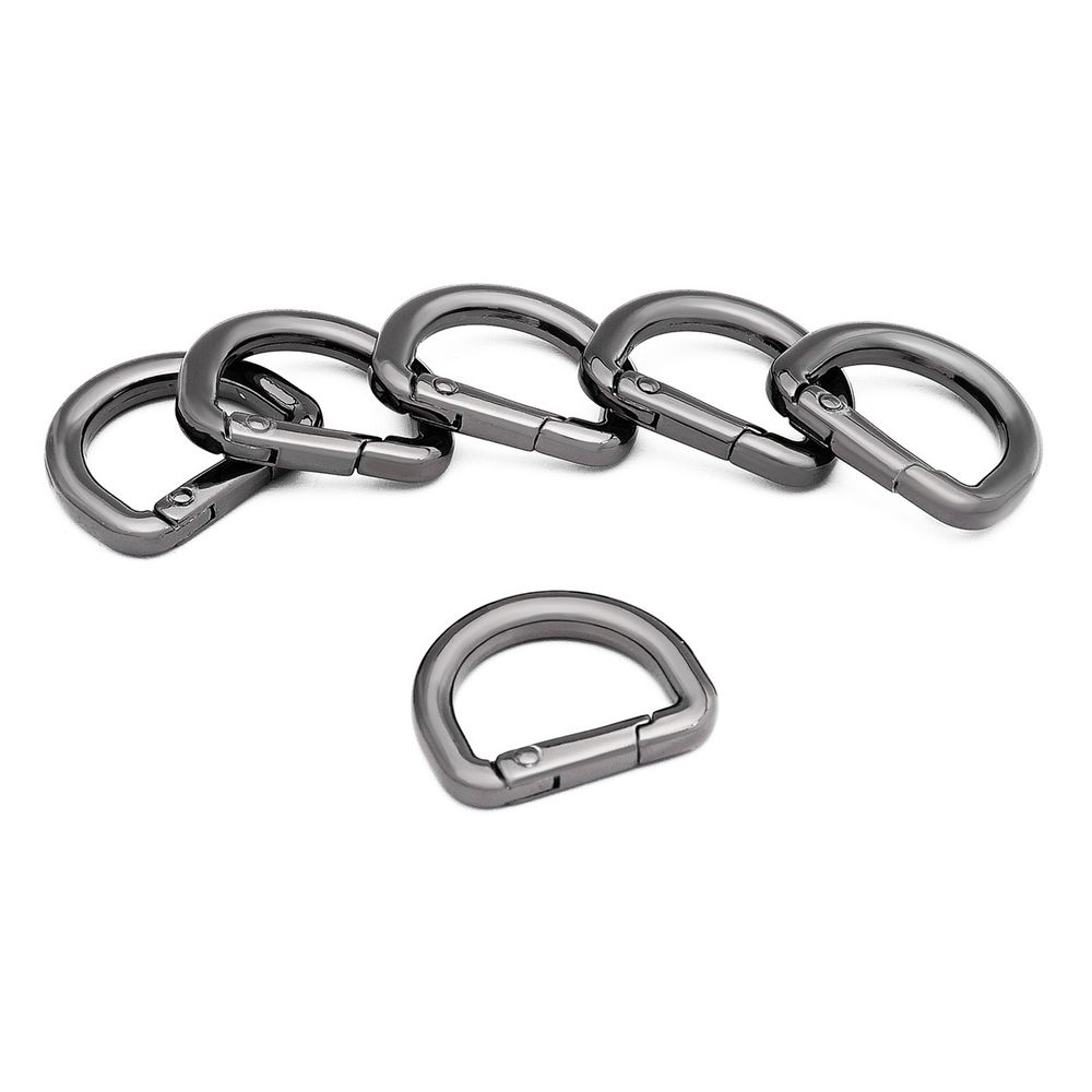 Карабин металл полукольцо 20.0 мм, олово (черный никель), MB_2232, 6 шт