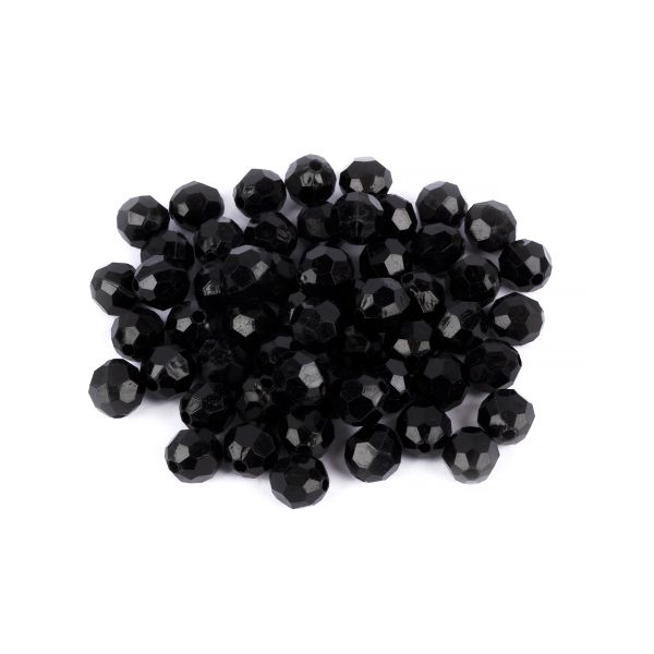 Бусины акрил ⌀10 мм, 25 г (55±2 шт), 198 черный, Zlatka ABR-1
