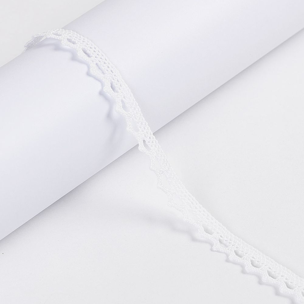 Кружево вязаное (тесьма) 10 мм / 25 метров, белый, Gamma С3749Г17 (рис.10.01.075)