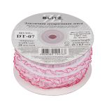 Резинка декоративная с рюшем 18.0 мм / 25 метров, белый/красный, Blitz DT-07