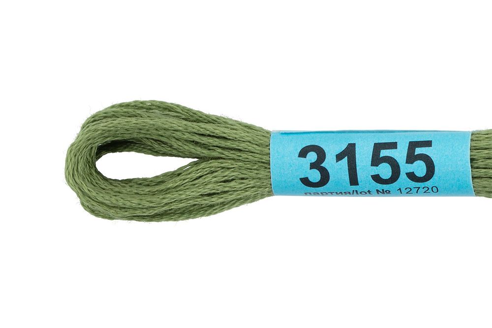 Мулине Gamma 100% хлопок, цв.3155 бл.хаки, 24 мотка по 8 метров