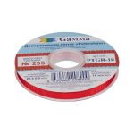 Лента репсовая (в рубчик) с зубчатым краем 10.0 мм / 25±1 метров, 235 яр.красный, Gamma PTGR-10