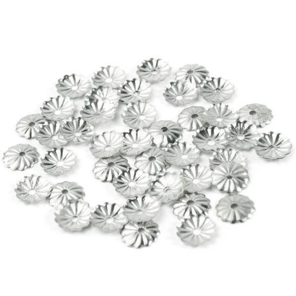 Шапочка для бусин, 5мм 50 шт в упак, Астра, Серебро