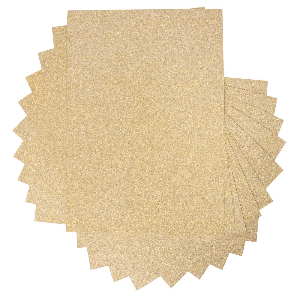 Бумага цветная глиттерная 250 г/м², А4, 21х29.7 см, 10 шт, 02-золото (gold), Vista-Artista GLIT-A4