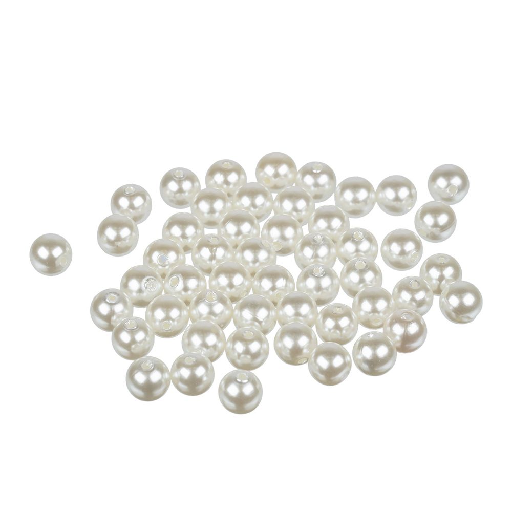 Бусины пластик ⌀10 мм, 50±2 шт, №01 белый, Zlatka PB-3