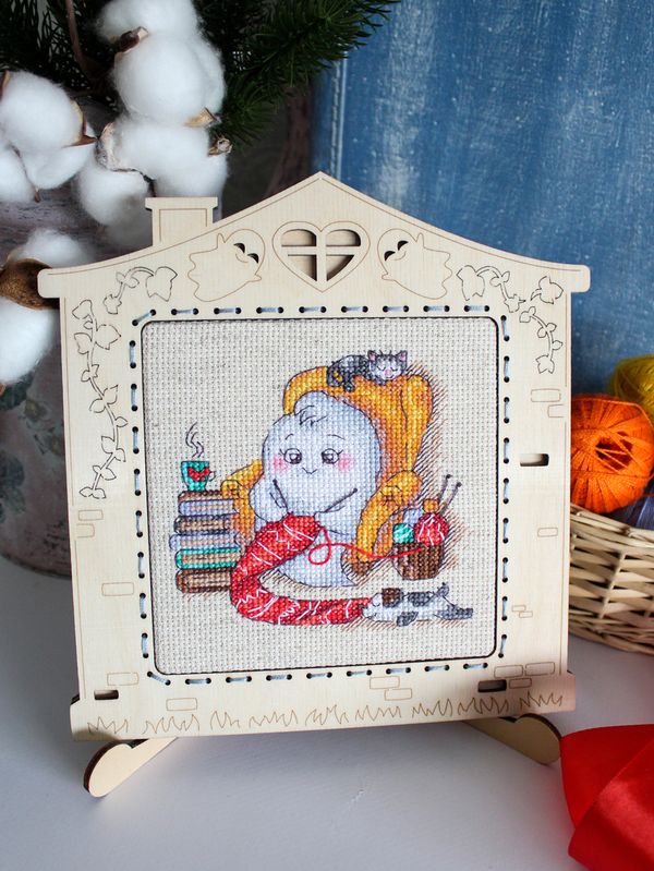 Набор для вышивания нитками МП Студия (Жар-птица), Рукодельное привидение, 11х11 см