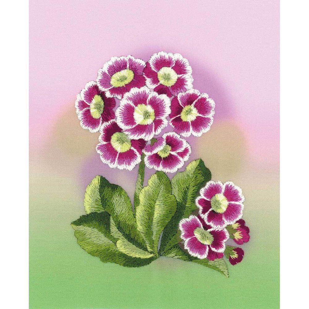 Набор для вышивания нитками Риолис, Частичная вышивка Риолис Примулы. Гладь 13х16см