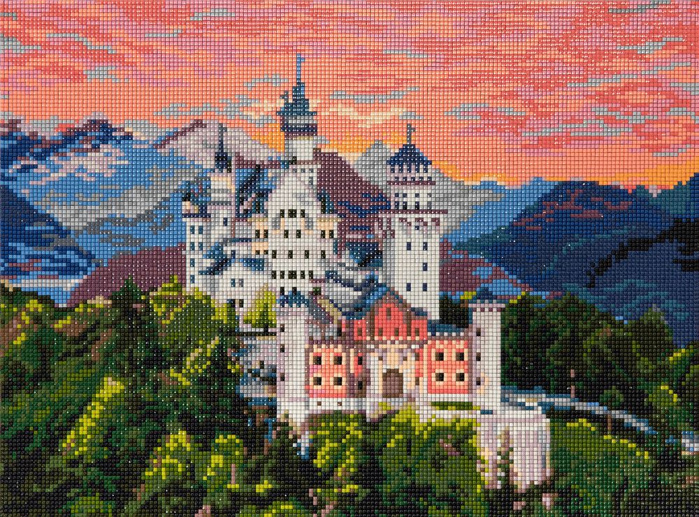 Алмазная (кристальная) мозаика Фрея ALPD-091, на подрамнике Замок в Альпах, 40х30 см