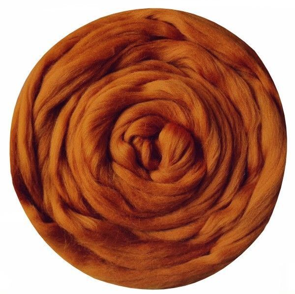 Шерсть для валяния Троицкая Гребенная лента (100% полутонкая шерсть) 100г цв.0194 рыжик