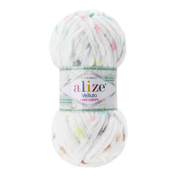 Пряжа Alize (Ализе) Mini Colors серия Бархат (Velluto) / уп.5 мот. по 100 г, 68м, 8105 принт