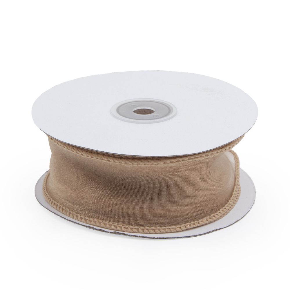 Лента декоративная с волнистым краем 38.0 мм / 18.29±1 метров, 100% органза, (32 золото)