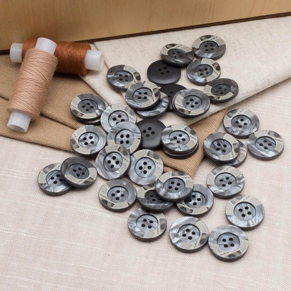 Пуговицы 4 прокола 36L=23 мм, пластик, col.C серый, 36 шт, CN2818