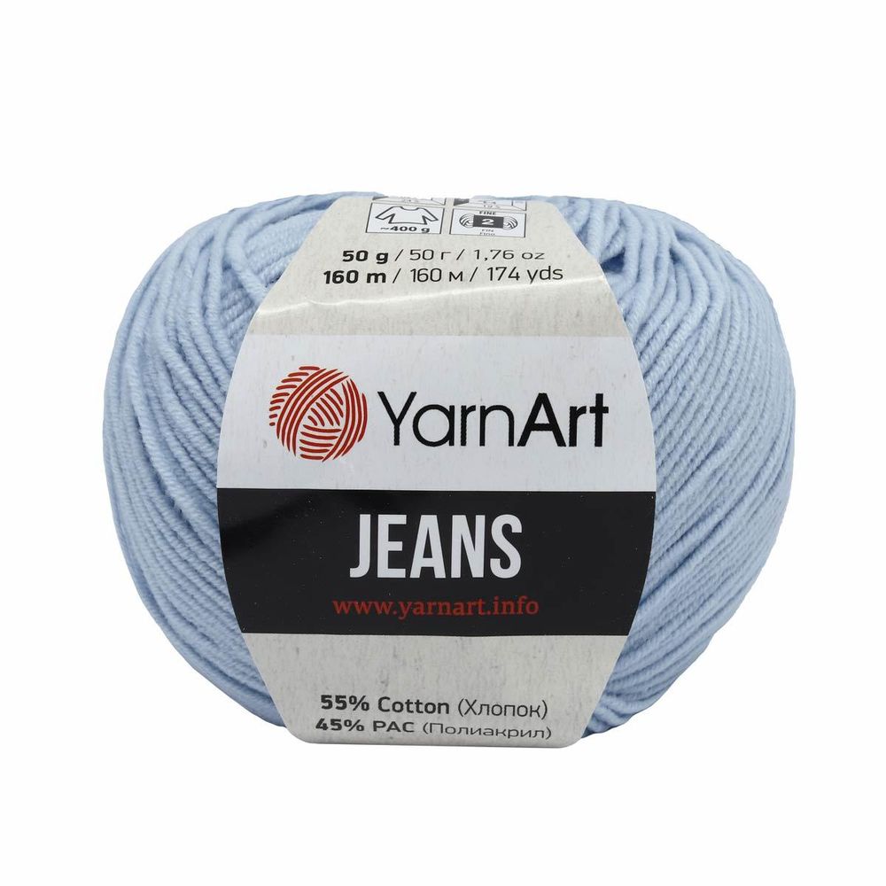 Пряжа YarnArt (ЯрнАрт) Jeans / уп.10 мот. по 50 г, 160м, 75 небесно-голубой