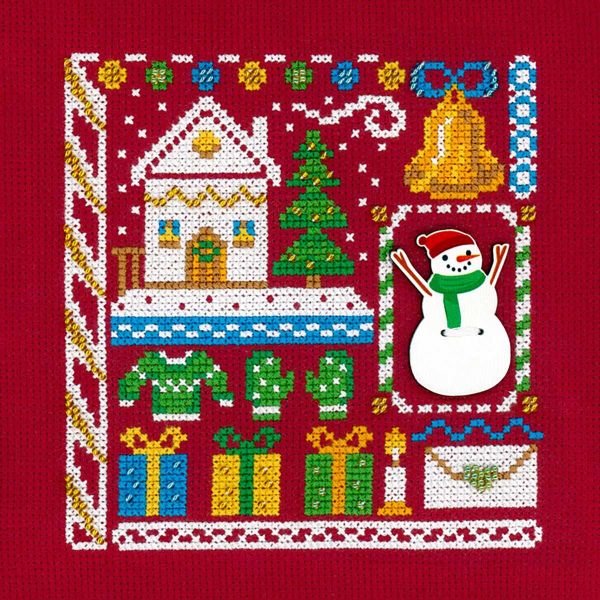 Набор для вышивания нитками МП Студия, Мини-сэмплер. Новый Год 13х13 см