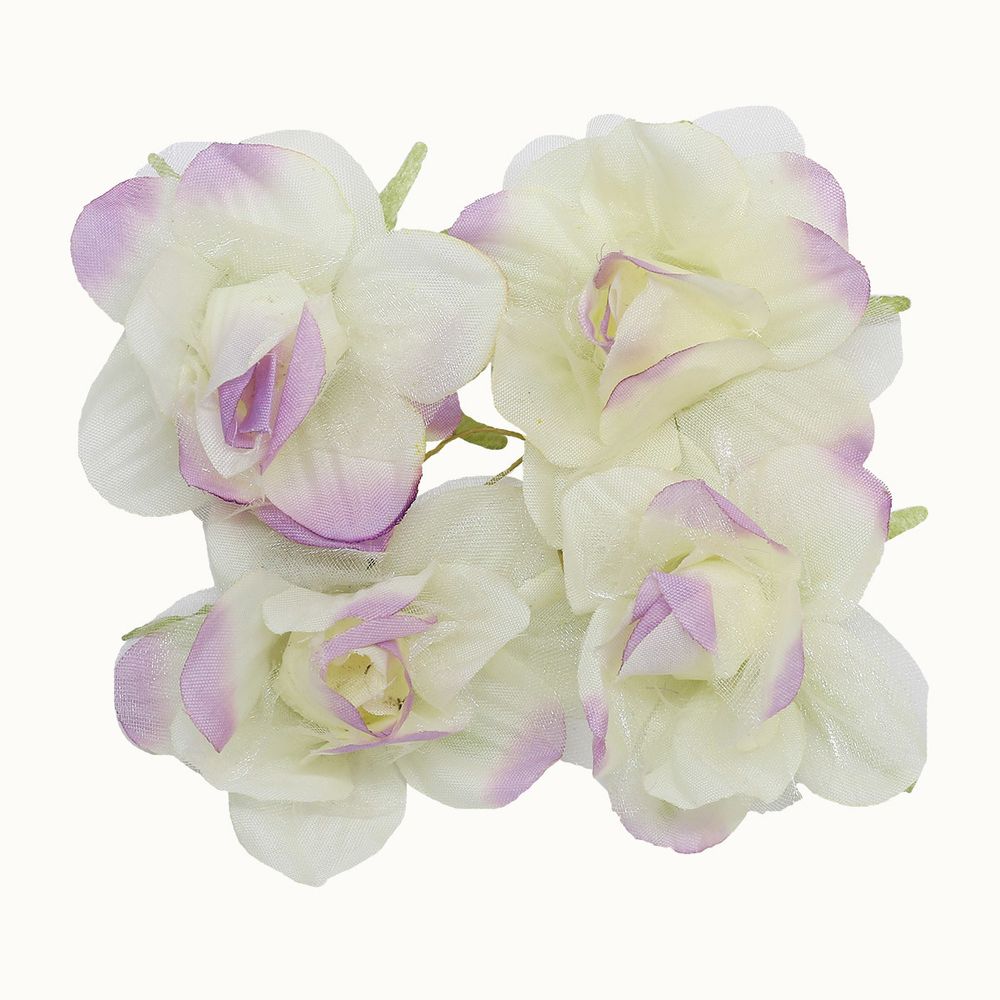 Цветы искусственные декоративные 5,5х2,5см, 4 шт, Астра, F249 фиолетово-кремовый