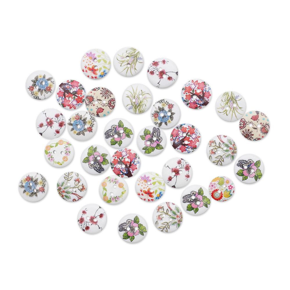 Украшения декоративные пуговицы деревянные Цветы №9, 15-18 мм, 100 шт