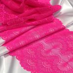 Кружево бельевое эластичное 195 мм / 10 м, цв.A1402 розовый неон, Kruzhevo