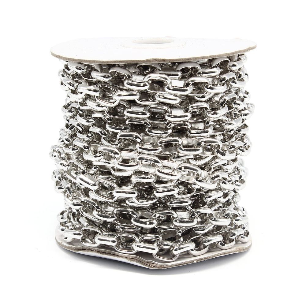 Цепь декоративная алюминий 12.4х10.1 мм, 10 метров, никель, K11349