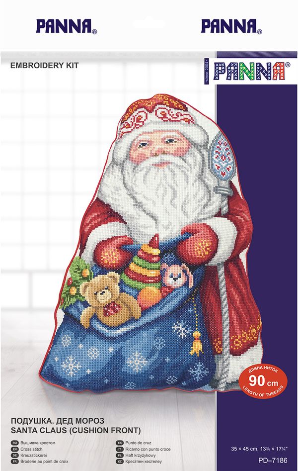 Набор для вышивания нитками Panna, Подушка. Дед Мороз, 35х45 см