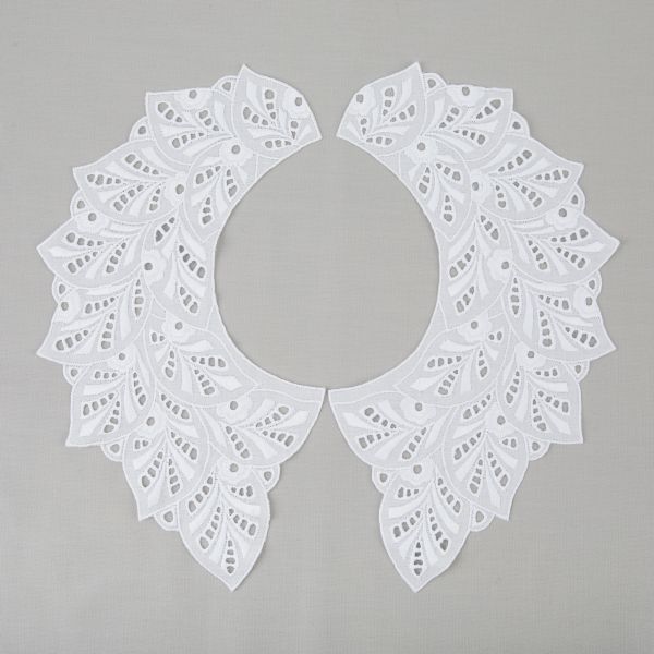 Пришивной кружевной воротник шитьё 120 мм, 5 пар Турция, белый, Gamma VYEM-28-02