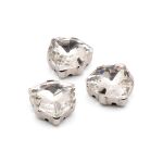 Хрустальные стразы в металлических цапах треугольные (Серебро) Белый 12 мм 3 шт/упак, ТЦ012НН12