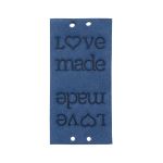 Бирка кожаная с тиснением Love Made 1,9х3,8см, уп.4 шт, синий