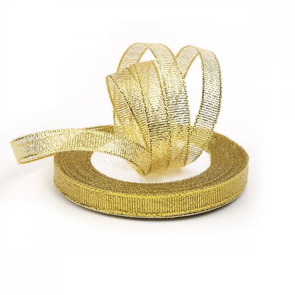 Лента металлизированная 10.0 мм / 22.85±1 метра, цв. золото, Magic4Hobby, упак. 5 шт