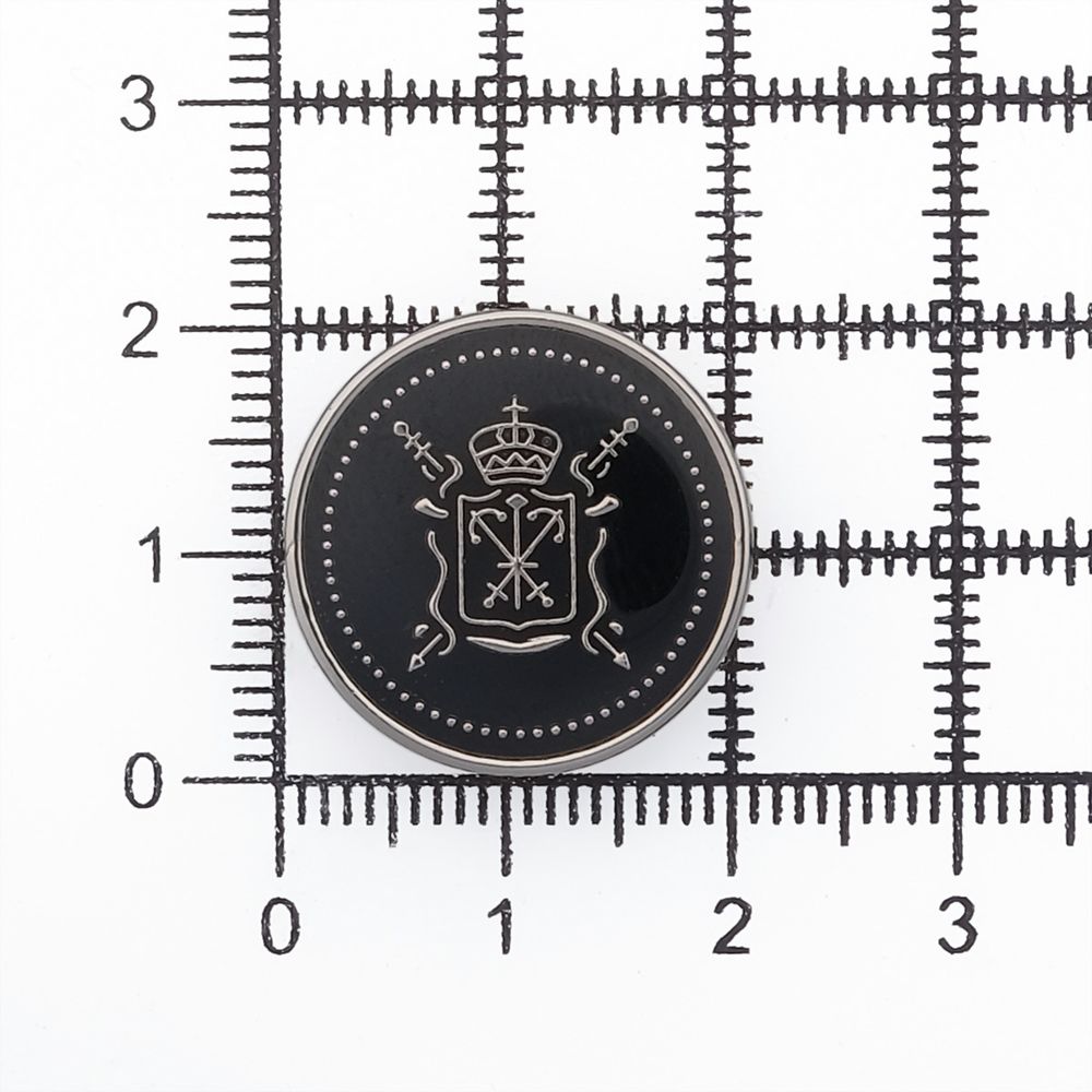 Пуговицы на ножке Герб 32L (20мм), металл (Black/S (черный/серебро)), ME-657, 36 шт