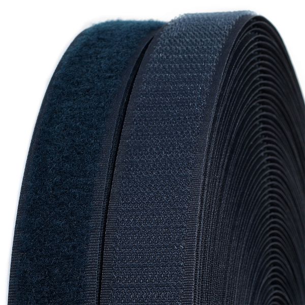 Лента контактная липучка (велкро) пришивная 25 мм / 25 метров, B630 сине-зеленый, ПАРА (крючок+петля), качество 