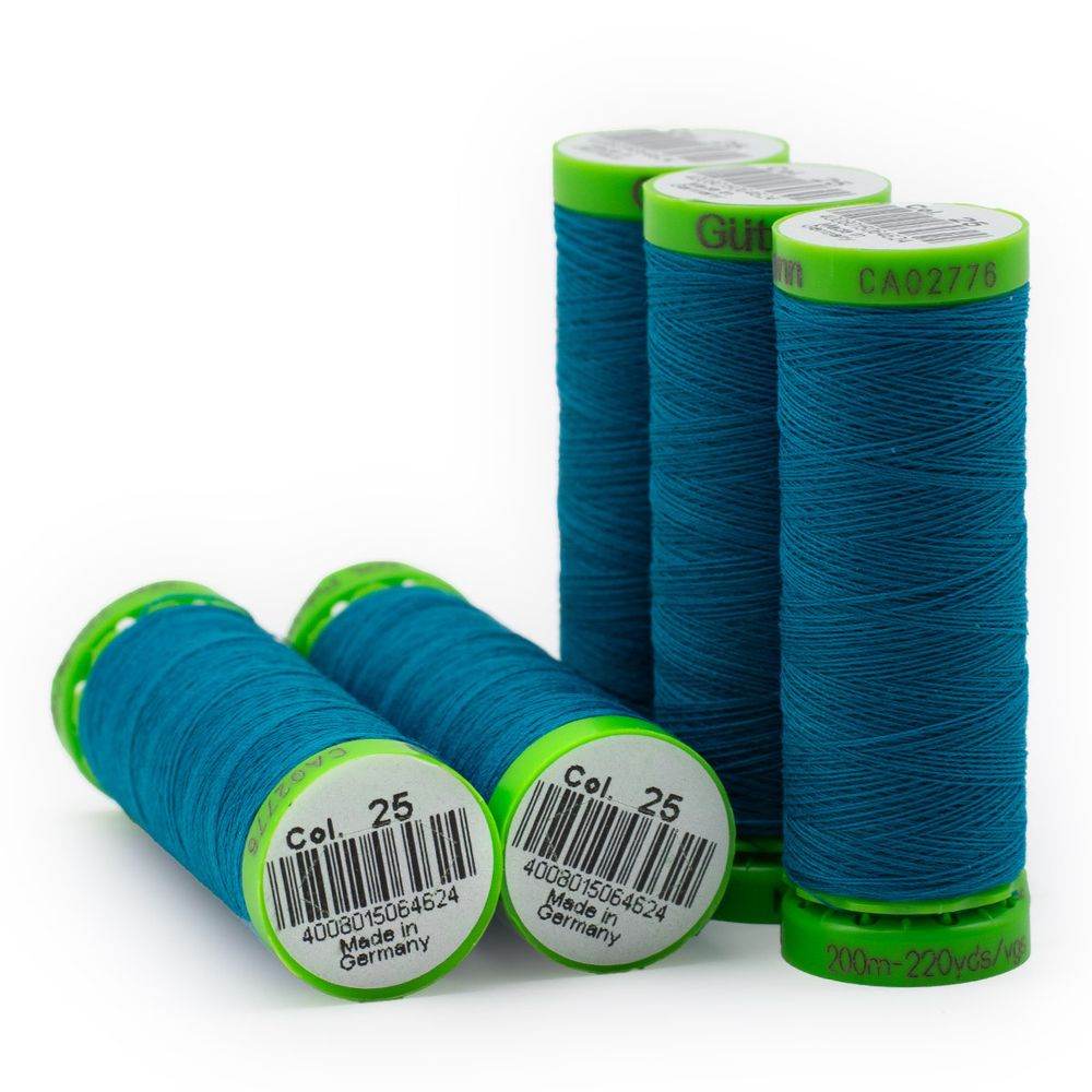 Нитки для тонких тканей Gutermann Extra Fine 150, 200м, 025 св.морская волна, 5 катушек
