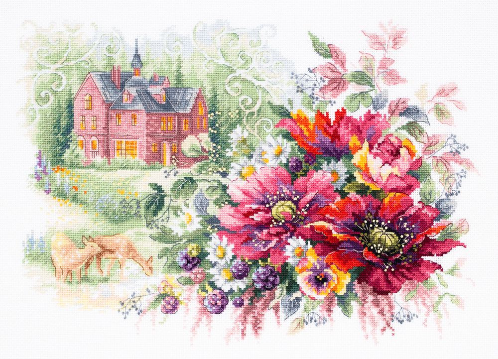 Набор для вышивания нитками Чудесная игла, Замок у леса 38х27 см