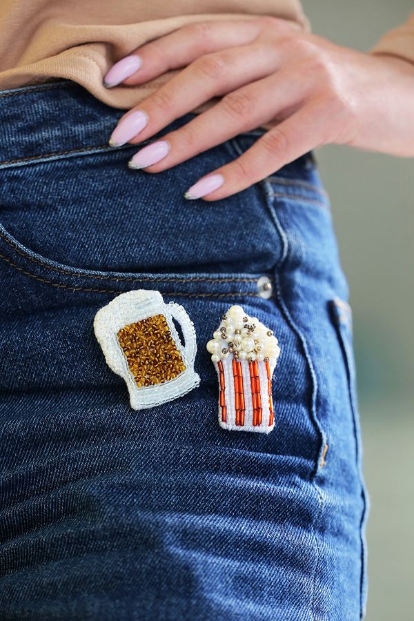 Набор для вышивания бисером Klart, Брошь Попкорн, 3х5 см