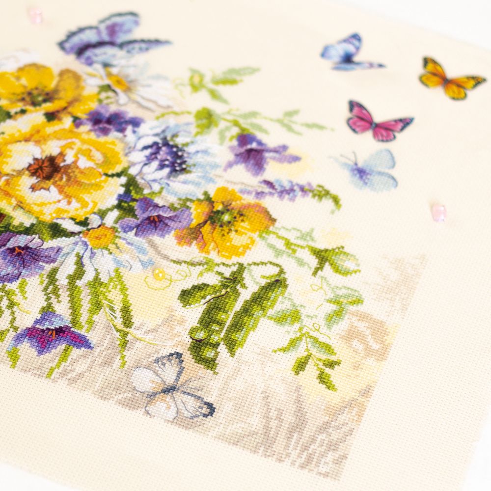 Набор для вышивания нитками Чудесная игла 101-502, Лето в корзинке, 38х28 см