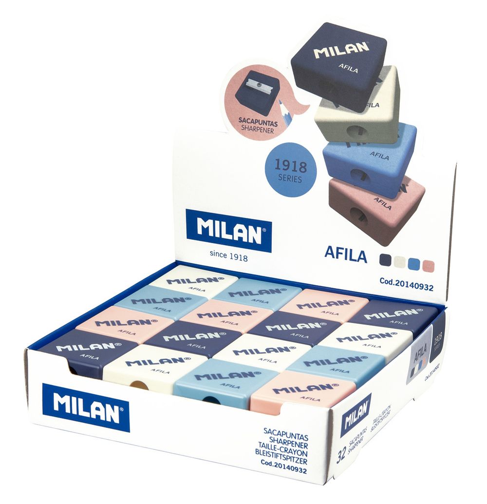 Точилка пластиковая Afila 1 отверстие 32 шт, ассорти 20140932, Milan