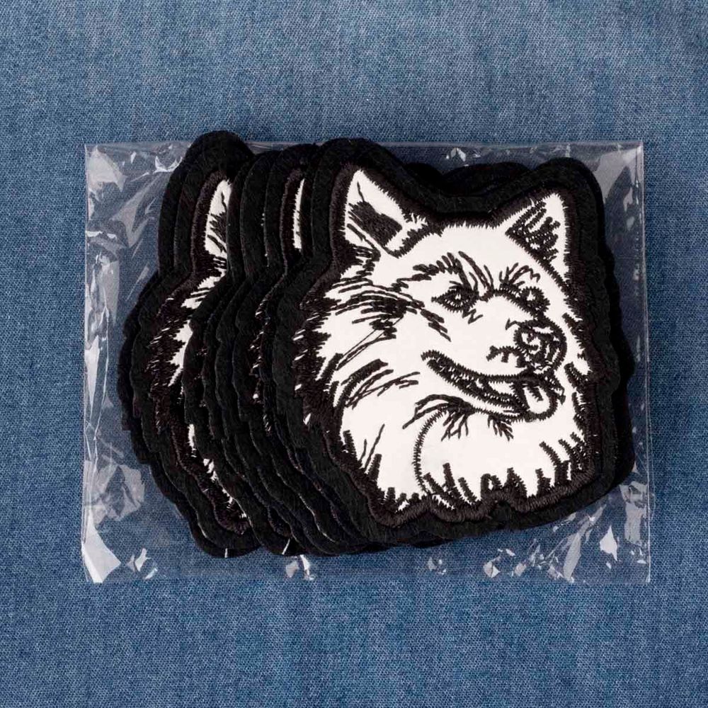 Термоаппликация волк 7х6см, черно-белый, 10 шт