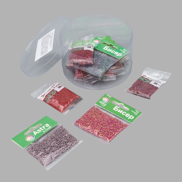 Набор бисера 11/0 ассорти №19 в тубе, 10 цветов, Astra&Craft