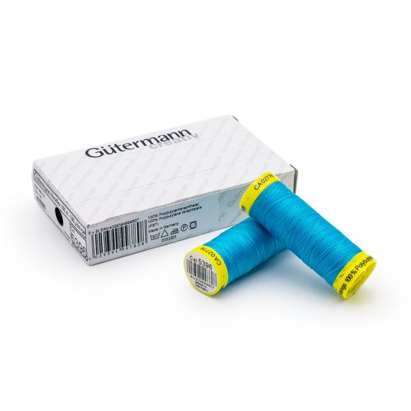 Нитки для трикотажа Gutermann Maraflex, 150м, 5396 неоновый голубой, 5 катушек