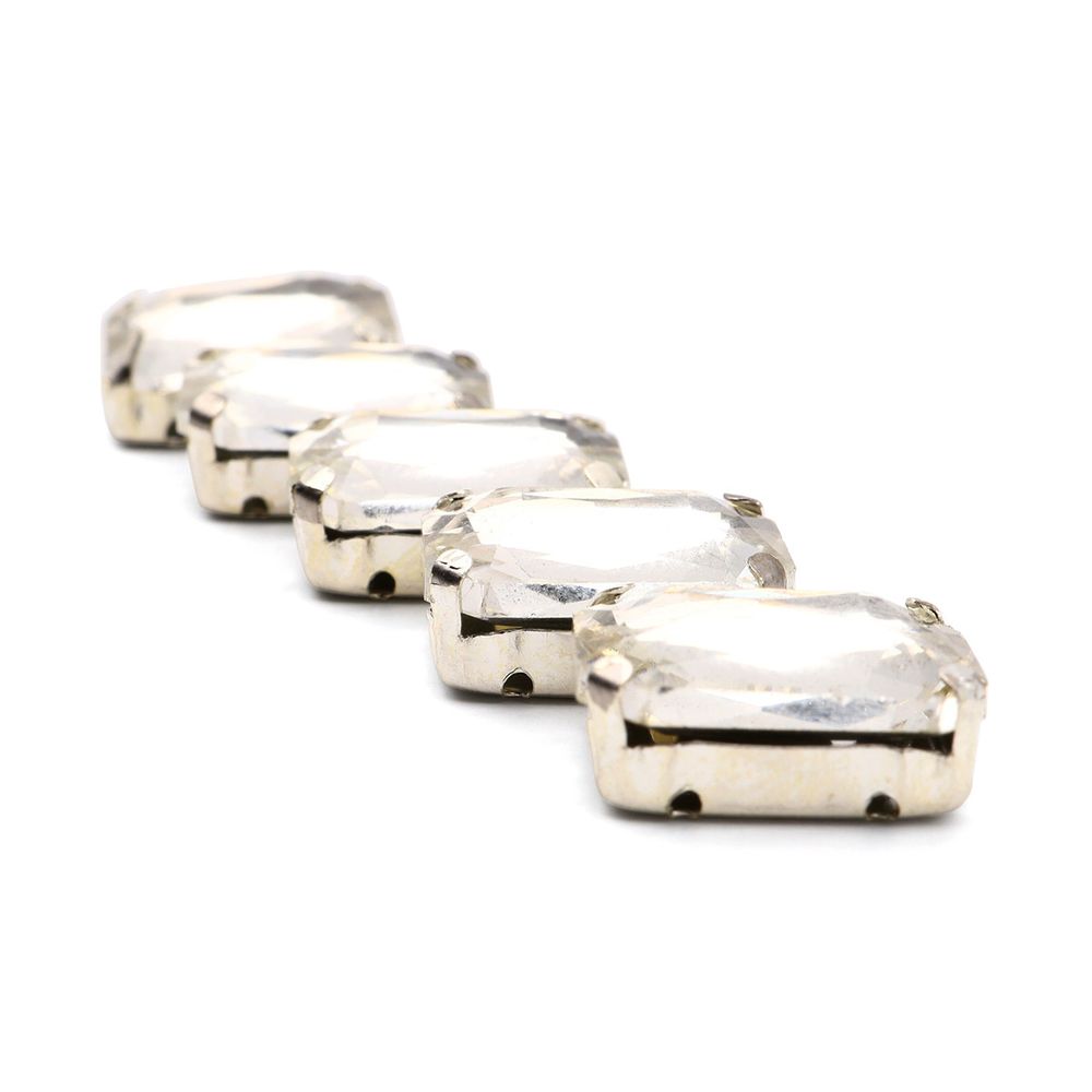 Хрустальные стразы в цапах прямоугольные (серебро) белый 10х14мм, 5 штук Astra&Craft, ПЦ001НН1014