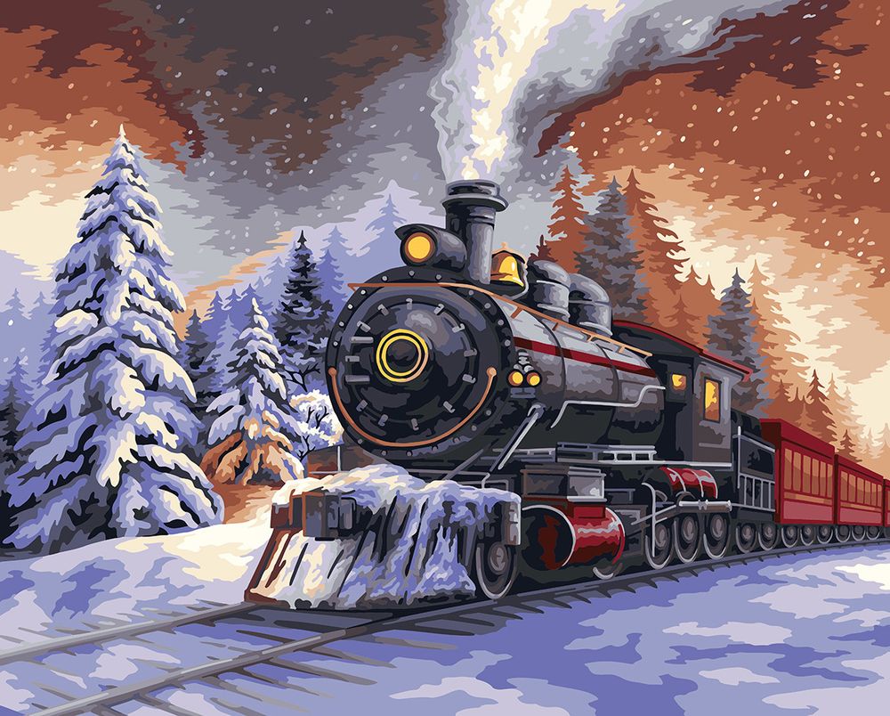 Картина по номерам Фрея, Новогодний экспресс, 50х40 см