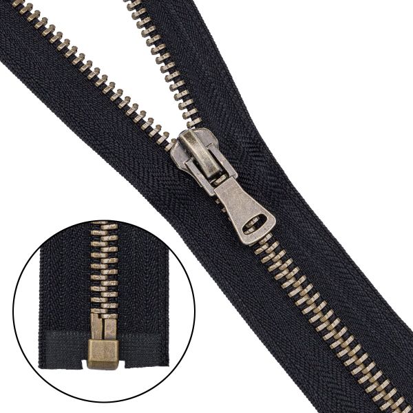 Молния металл Т8 (8 мм) 1 зам., разъем., 65 см, антик, 580 черный, 5 шт