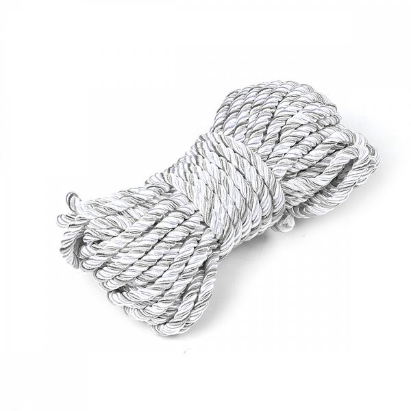 Шнур витой ⌀5.0 мм / 10 метров, SHDV282, белый/серебро