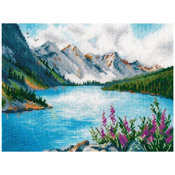 Набор для вышивания нитками Овен, Горное озеро 15х20 см