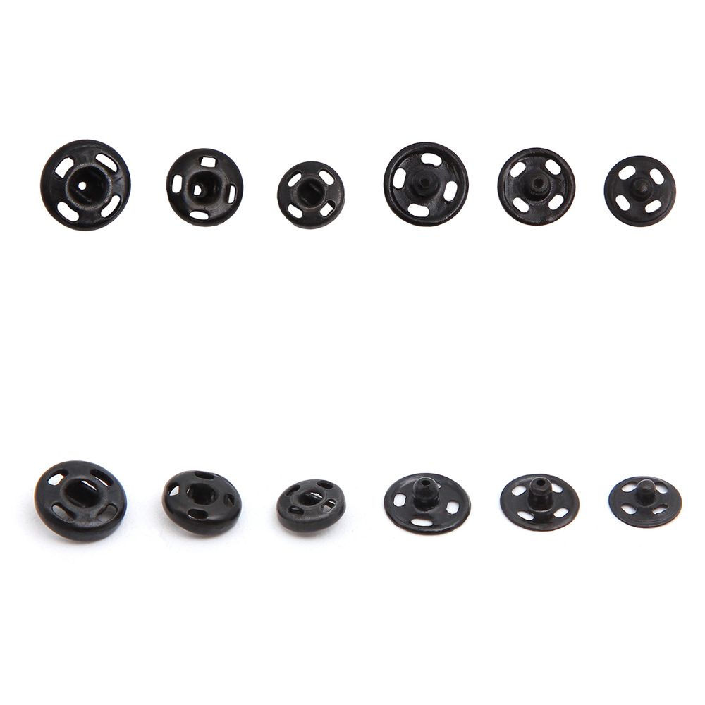 Кнопка пришивная металл ⌀5 / 6 / 7 мм черный, 24 шт, Pony