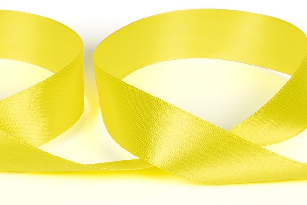Лента атласная 1-сторонняя 25.0 мм / 33±2 метра, №508N(12-0645) ярко-желтый, Gamma