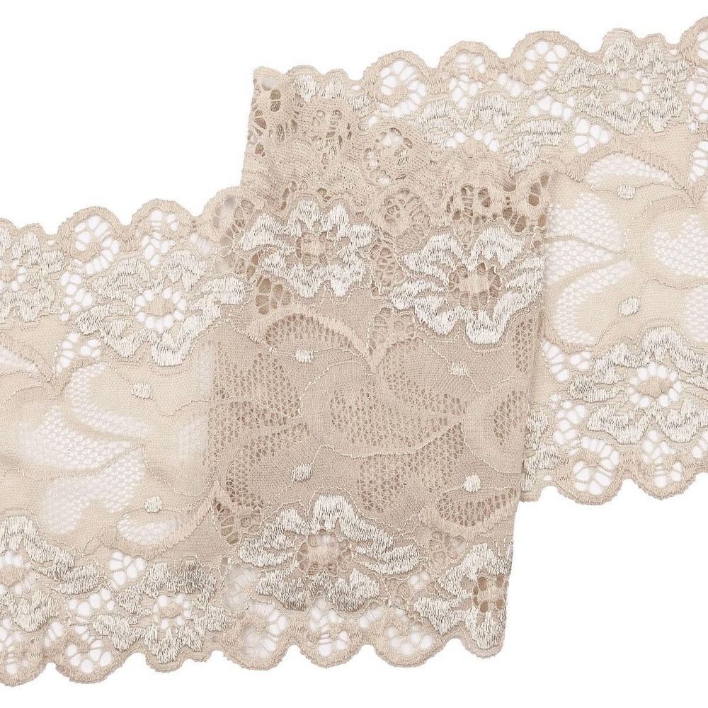 Кружево бельевое эластичное 150 мм / 3.4 метра, цвет телесный