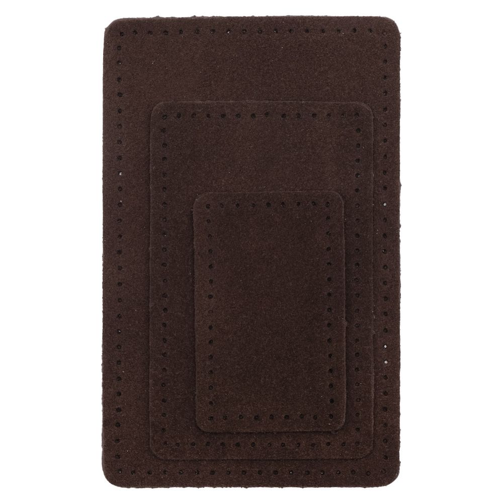 Набор заплаток пришив. из замши, прямоуг-к 4х6,4см, 6х9,6см, 8х12,7см, с перфорацией, 3 шт (21 темно-коричневый), 59403