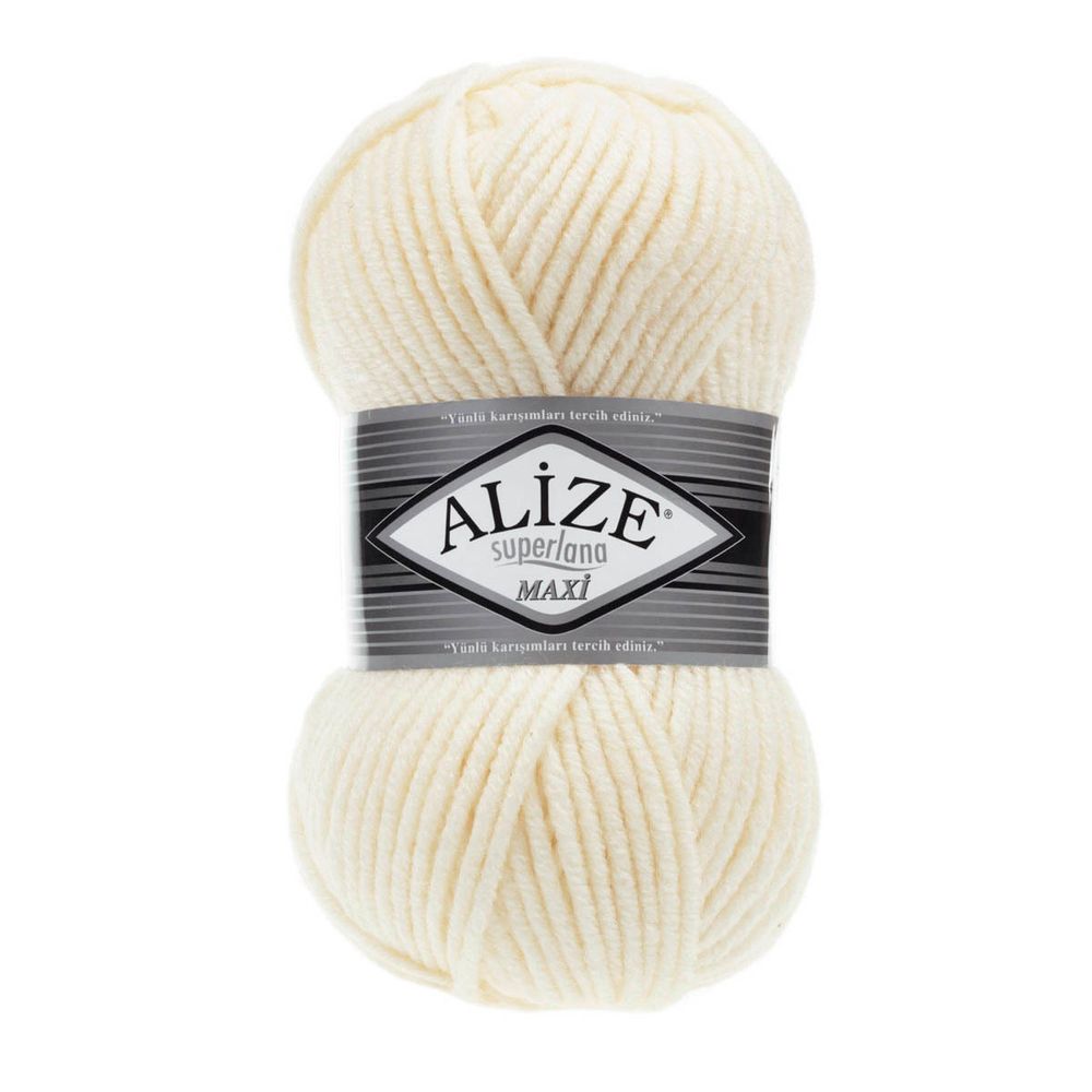 Пряжа Alize (Ализе) Superlana Maxi / уп.5 мот. по 100 г, 100м, 001 молочный A