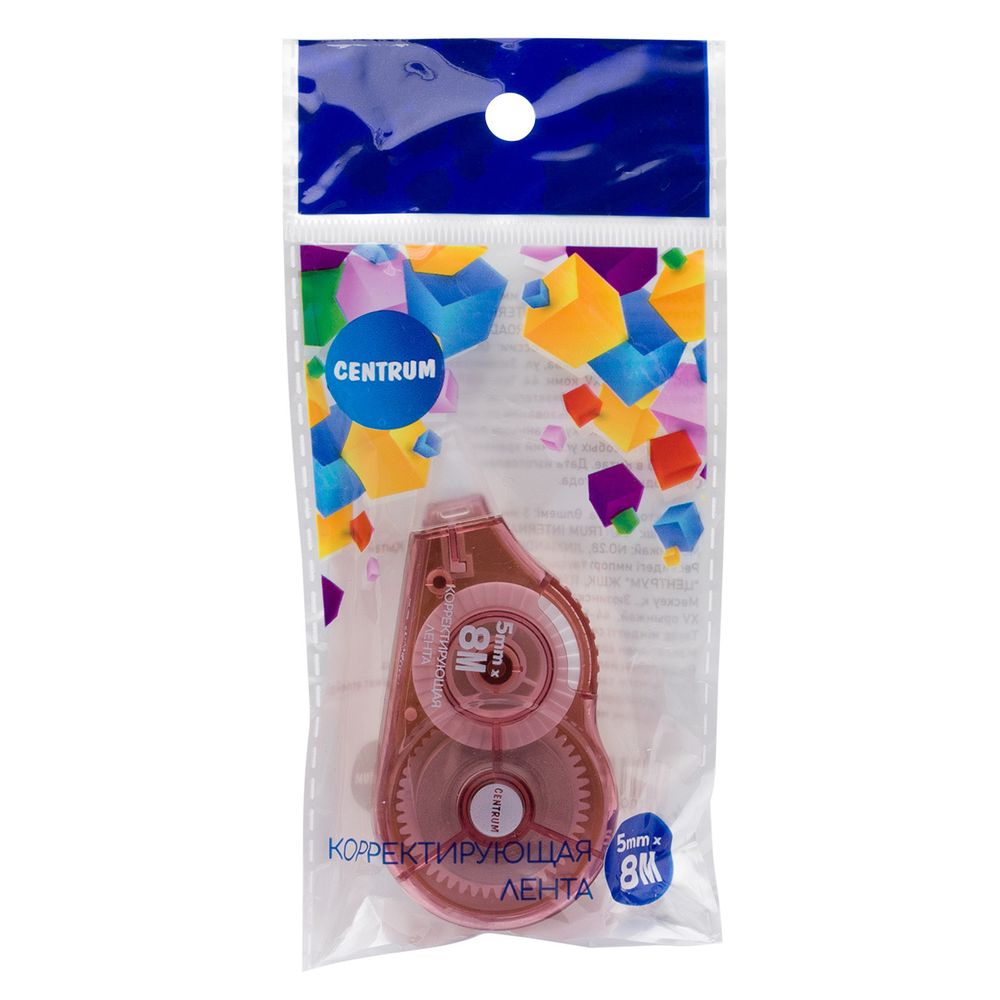 Корректор-лента 5мм х 8м, розовый, 80742