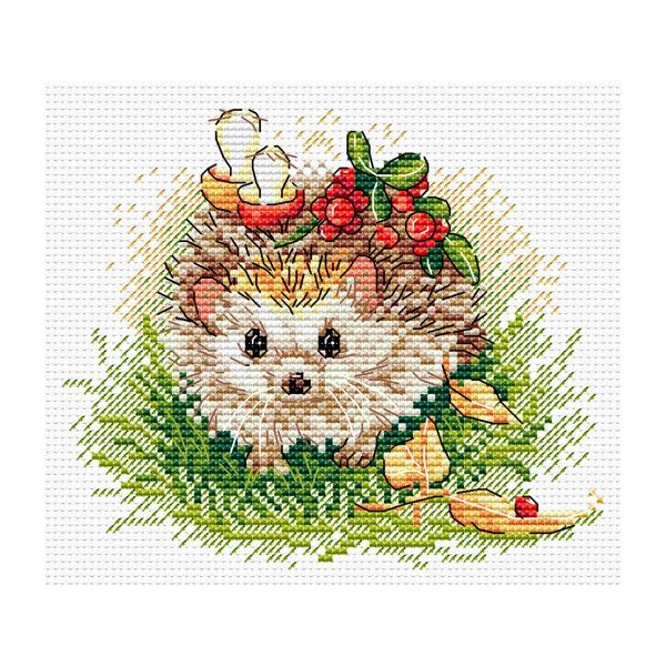 Набор для вышивания нитками МП Студия, Запасливый ежик 15х18см